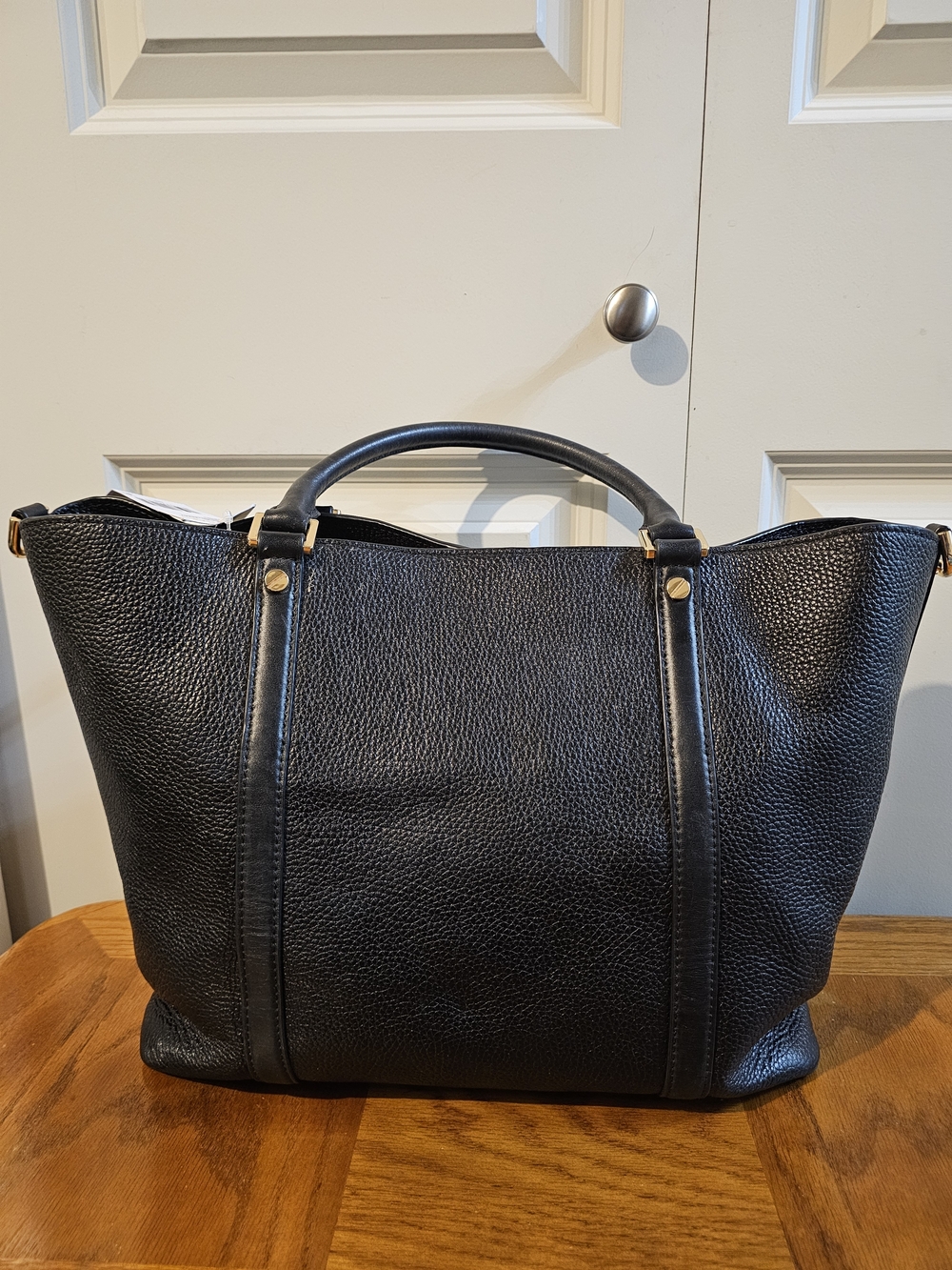 Michael Kors Black Pebbled Leather Tote with Gold MK Charm NWT - Picture 3 of 9